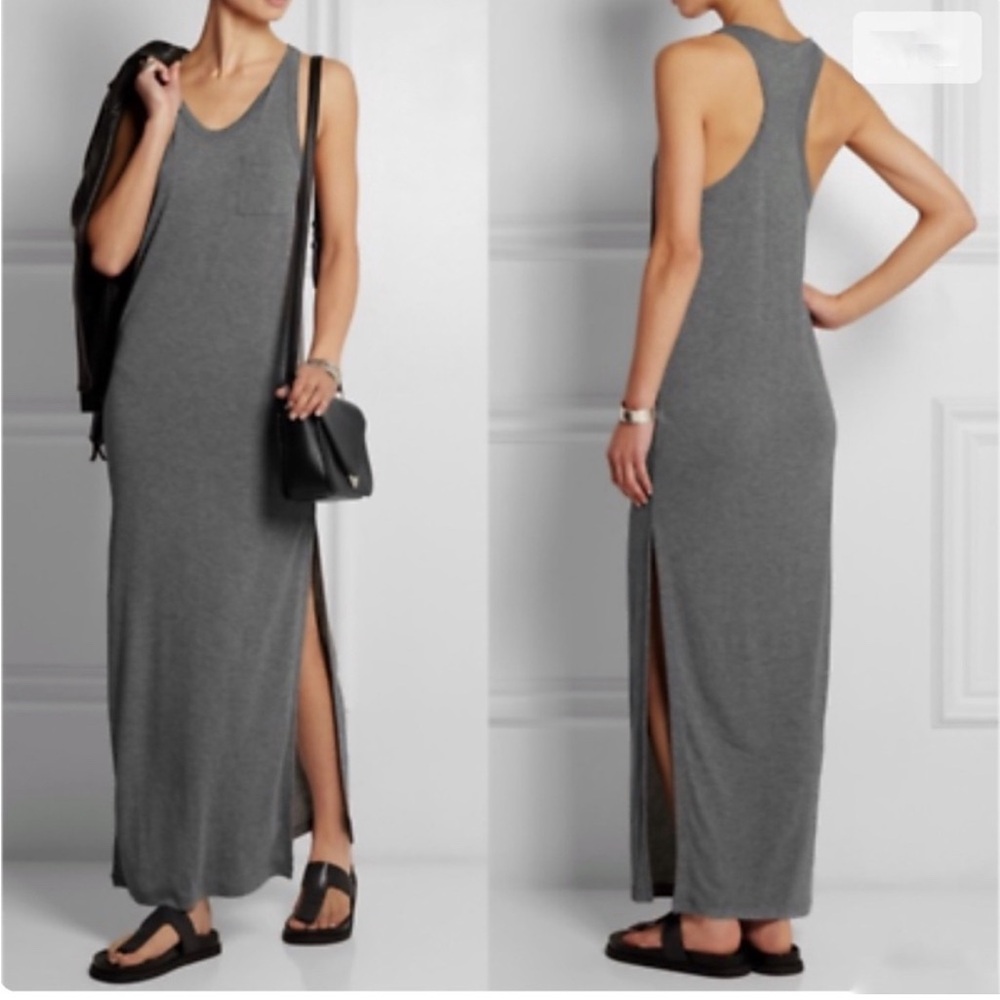T Alexander Wang Racerback Jersey Fitted Maxi Dress Gray Size S